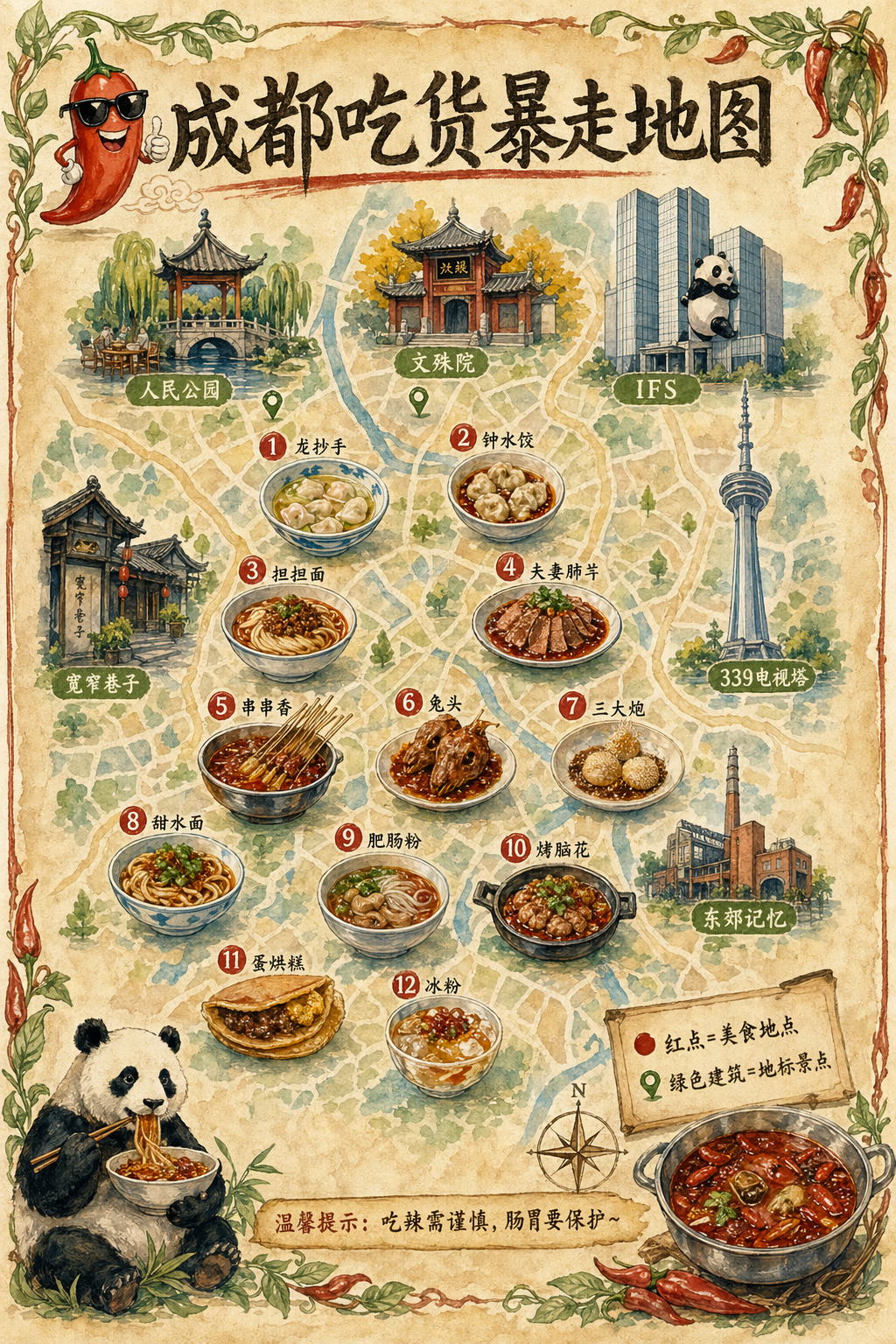 AI生成的成都美食地图