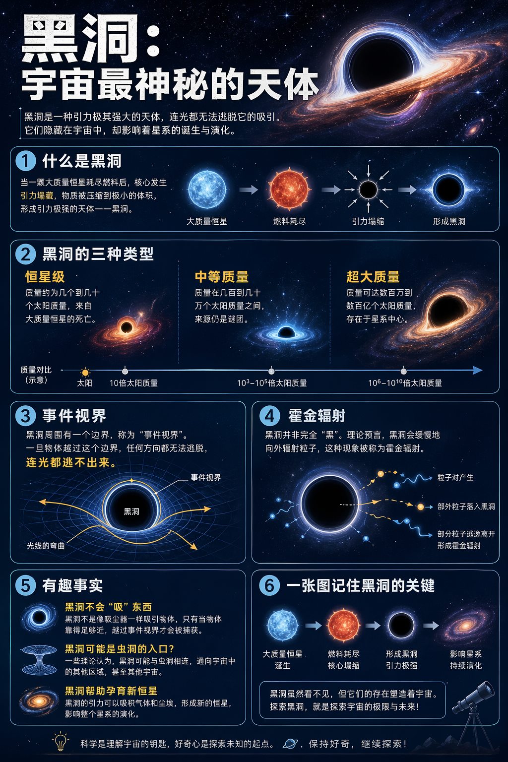 AI生成的黑洞科普信息图